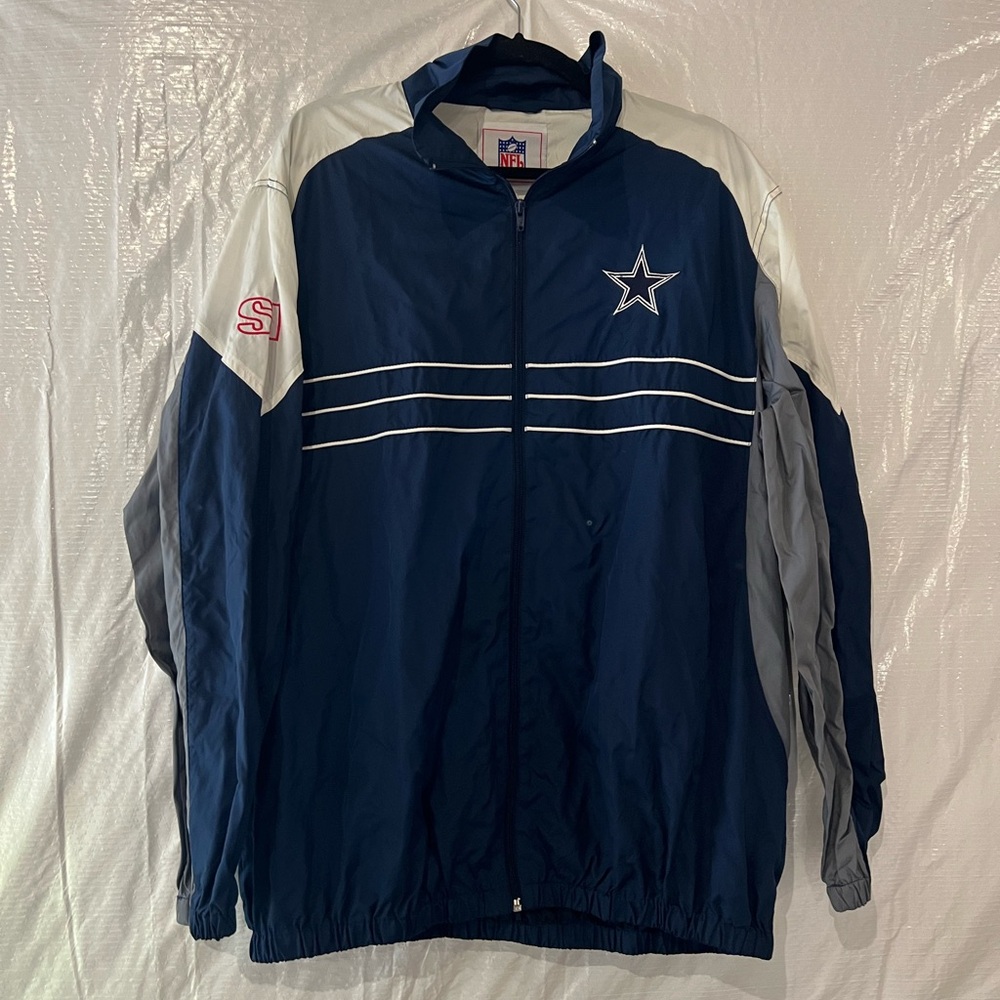 Vintage NFL Blue Dallas Cowboys Windbreaker Jacket Size XL